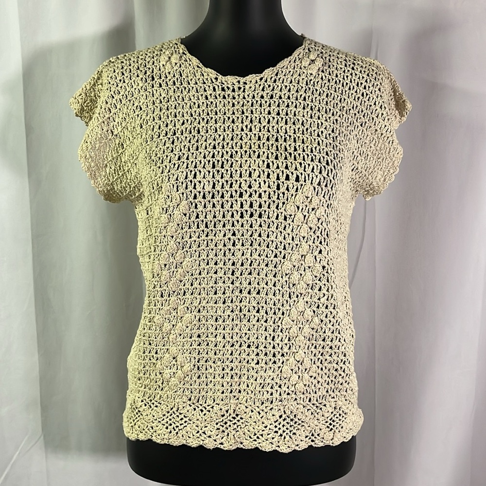 Vintage South Pacific Apparel Short Sleeve Crochet Top